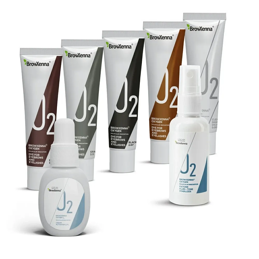 BrowXenna zestaw Oxygen O2 Mini 4 farby diluter aktywator