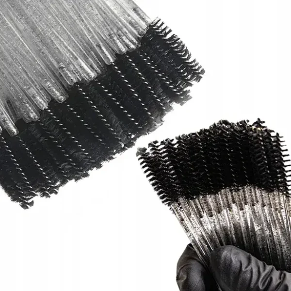 Szczoteczka do brwi i rzęs nylonowa spiralka brokat 50sztuk