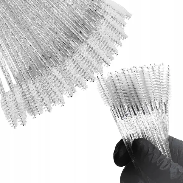 Szczoteczka do brwi i rzęs nylonowa spiralka brokat 50sztuk