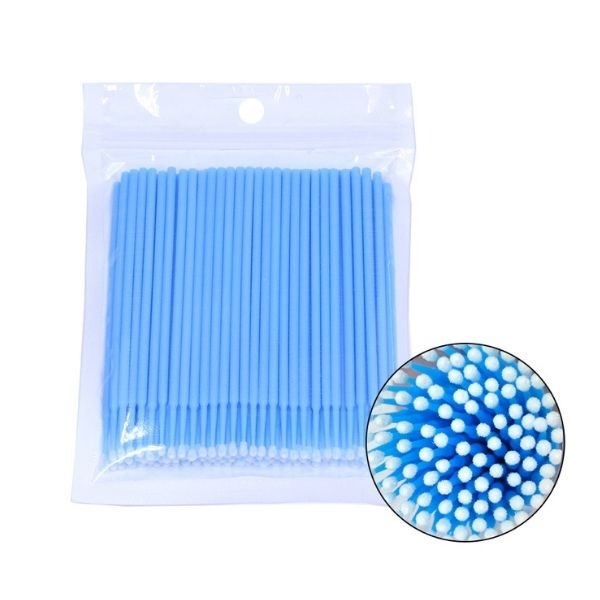 Aplikatory bezwłókienkowe mikrowaciki 100szt błękitne