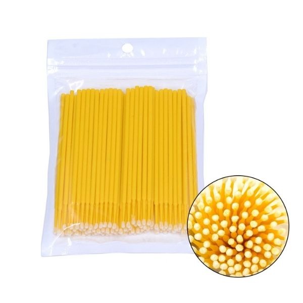 Aplikatory bezwłókienkowe mikrowaciki 100szt żółte