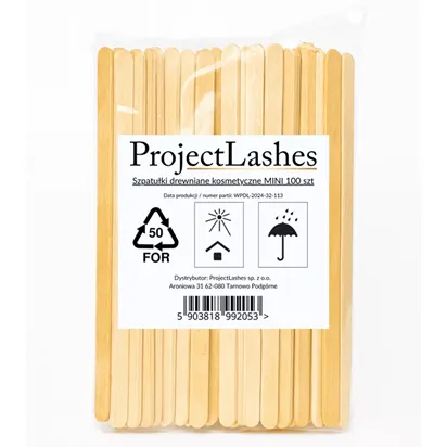 ProjectLashes Szpatułki MINI patyczki drewniane do wosku i depilacji 100szt